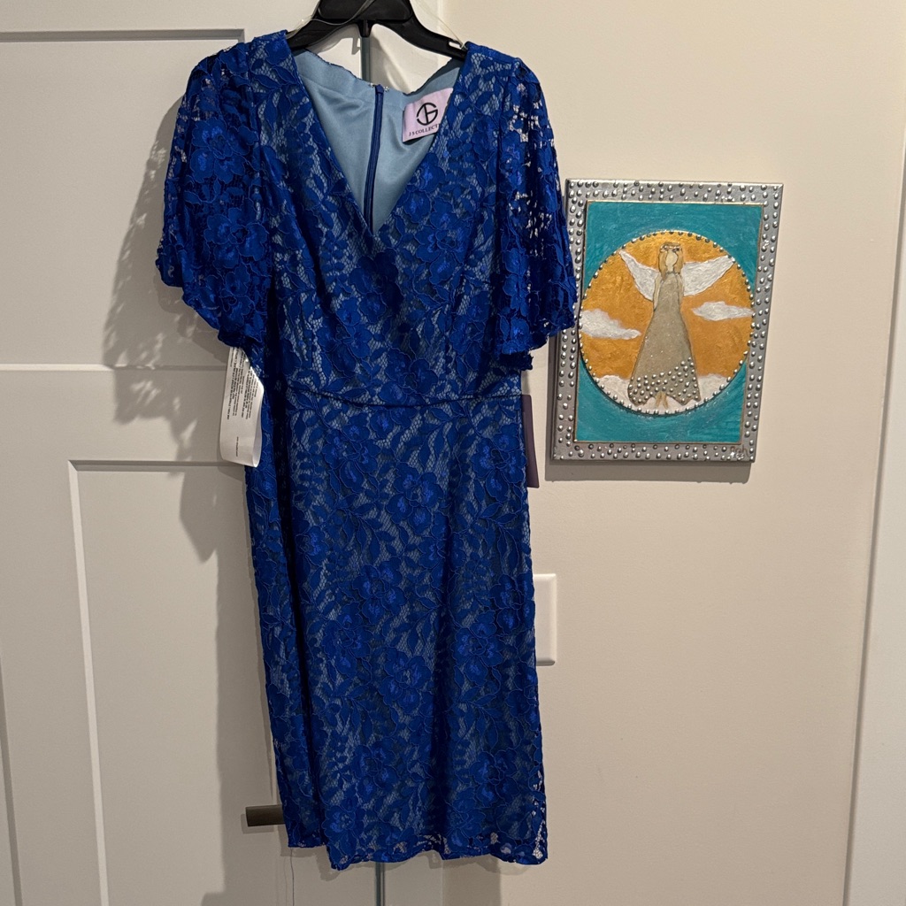 Js Collections Cobalt Blue Lace Midi Dress